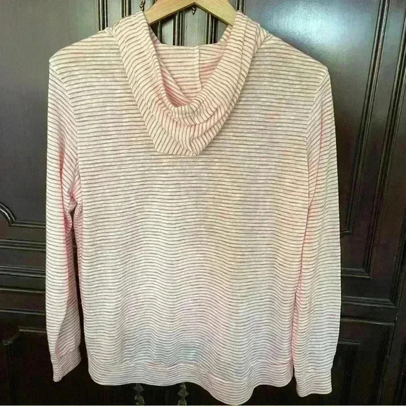 WEATHERPROOF VINTAGE Women’s Soft Knit Hoodie Orange & White Stripes. Size Small - Picture 2 of 8